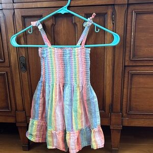 GAP Girls Pastel Rainbow Stripe Smocked Sundress - Pink, Yellow, Blue, Green